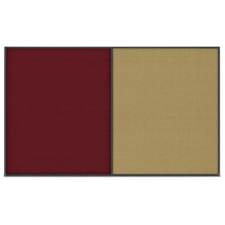 United Visual Products Double Door Radius Corkboard, 48"x36", Hea UV7013RC-BLACK-CORK